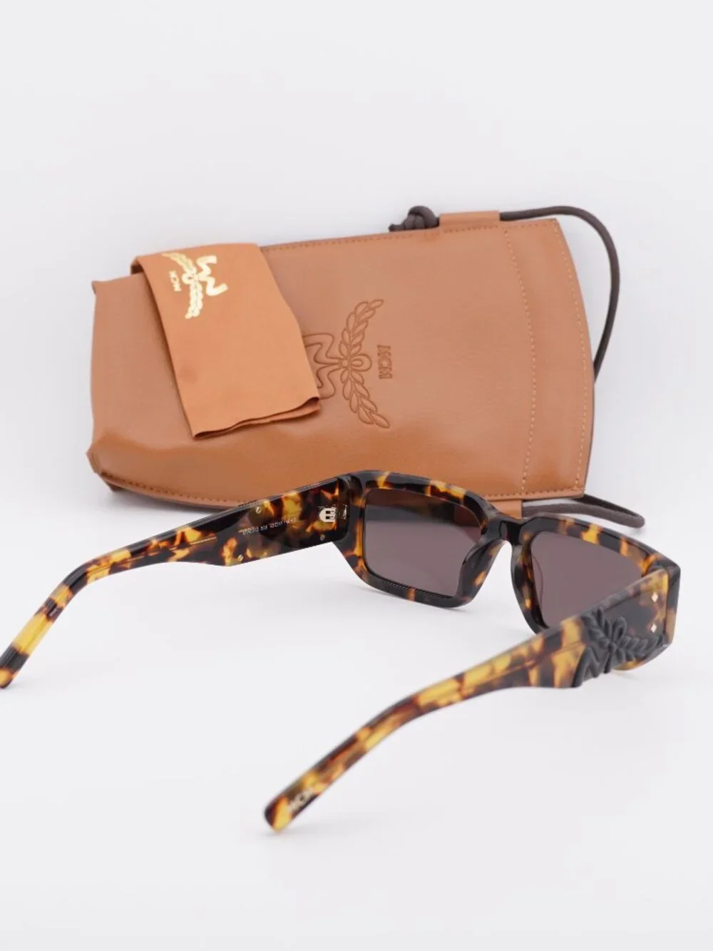 MCM MW0013 53E Rectangle Sunglasses – Blonde Havana / Brown